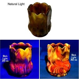 Boyd Glass Beaded Oval Toothpick Holder 1999 Autumn Harvest UV GLOWS OOAK B1069